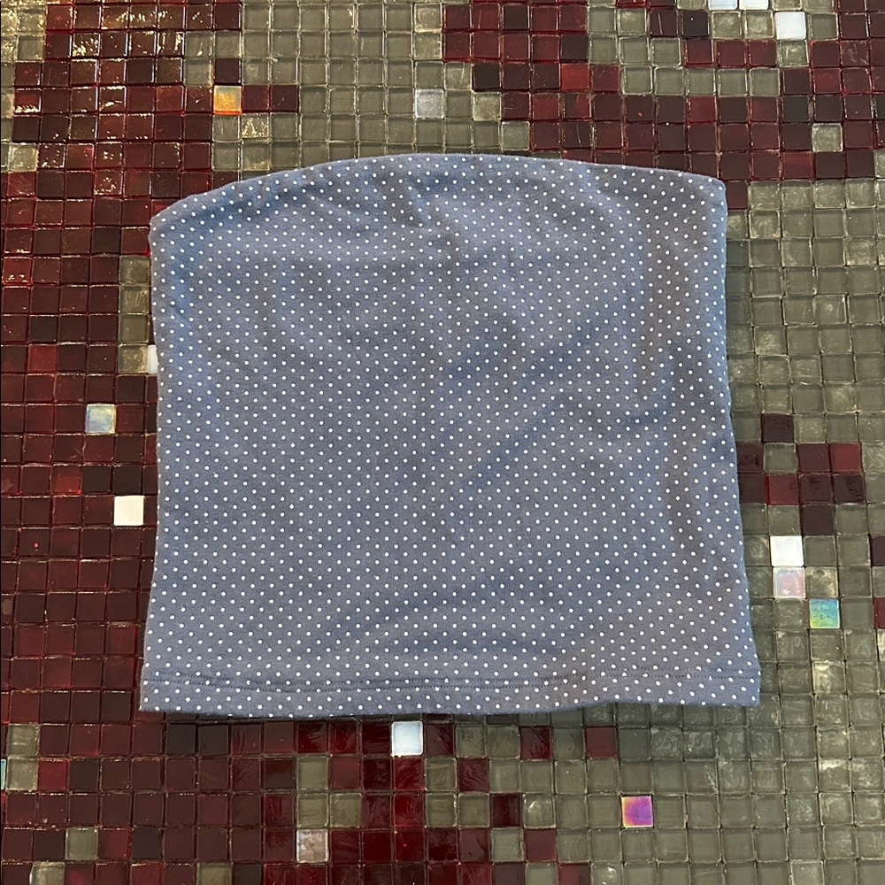 Brandy Melville Navy Polka Dot Tube Top